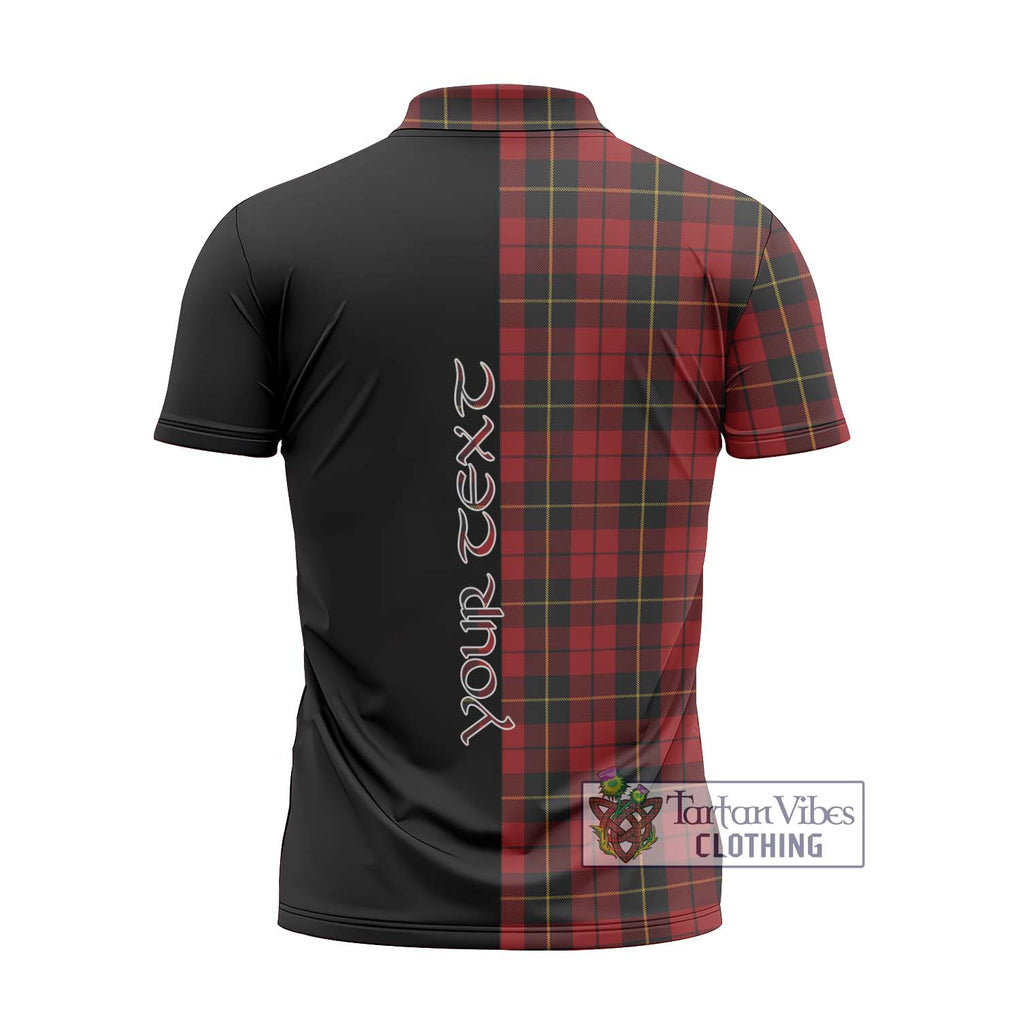 Wallace Tartan Zipper Polo Shirt with Family Crest and Half Of Me Style - Tartanvibesclothing Shop