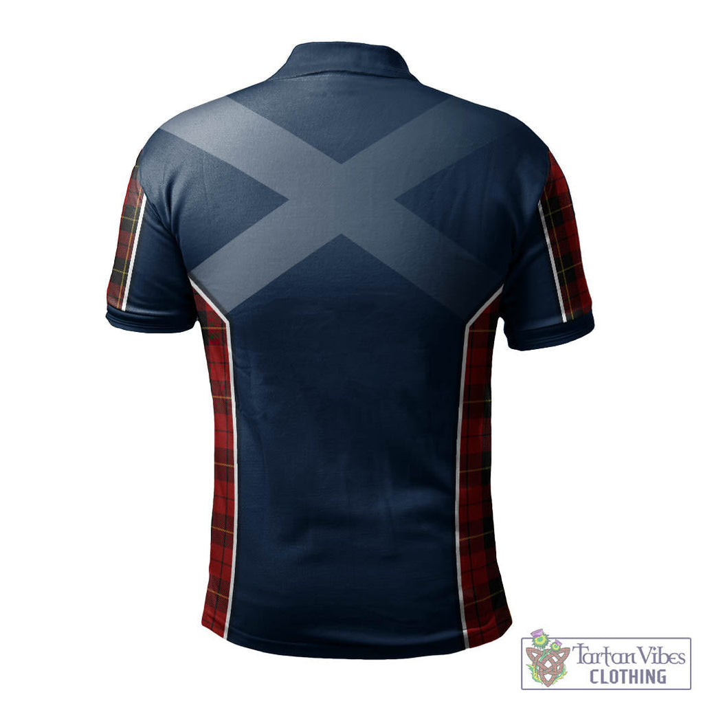 Tartan Vibes Clothing Wallace Tartan Men's Polo Shirt with Family Crest and Scottish Thistle Vibes Sport Style
