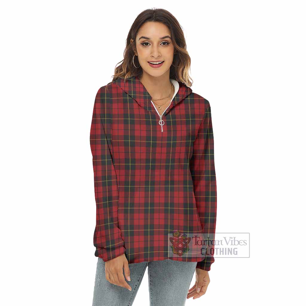 Tartan Vibes Clothing Wallace Tartan Women's Borg  Half Zip Fleece Hoodie