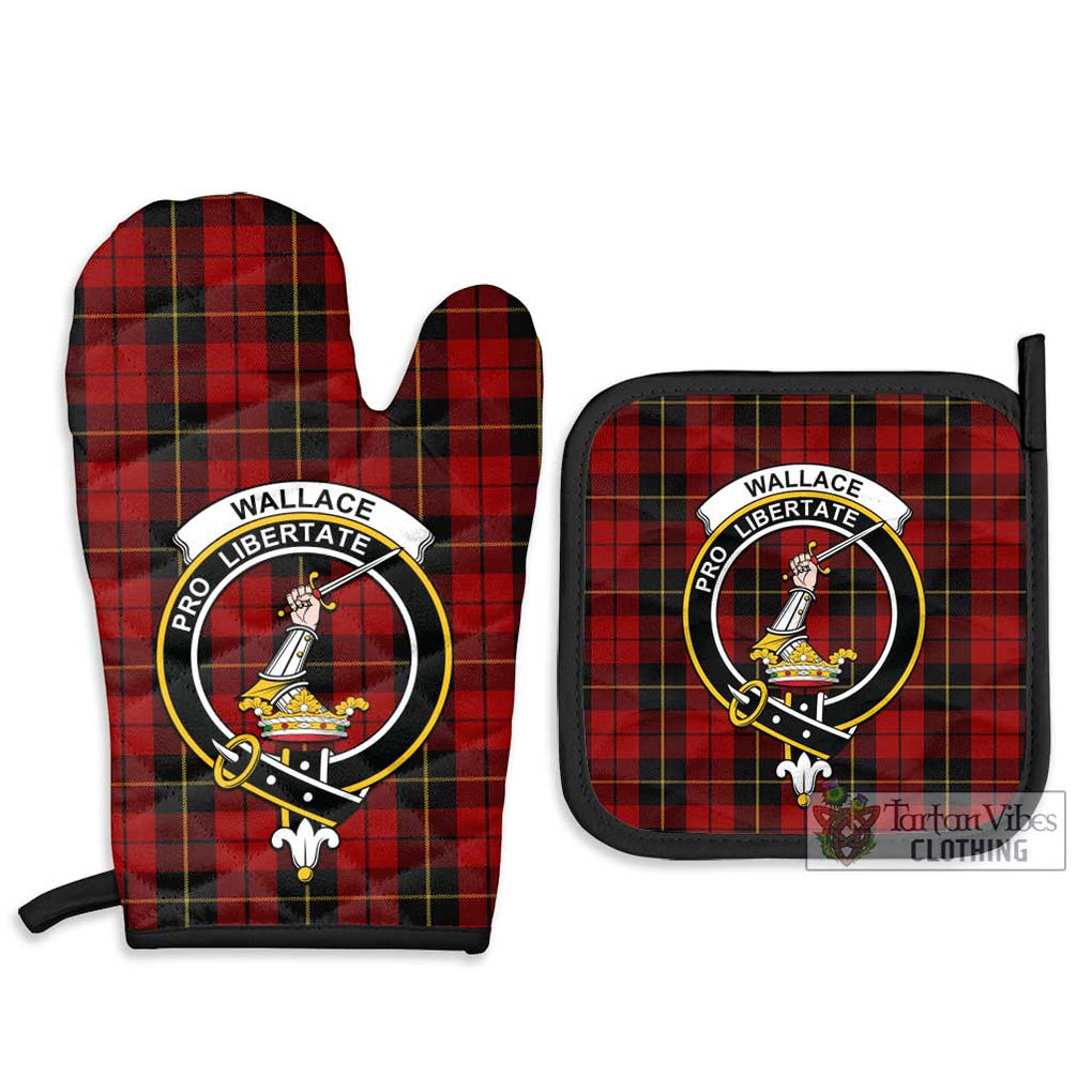 Wallace Tartan Combo Oven Mitt & Pot-Holder with Family Crest Combo 1 Oven Mitt & 2 Pot-Holder Black - Tartan Vibes Clothing