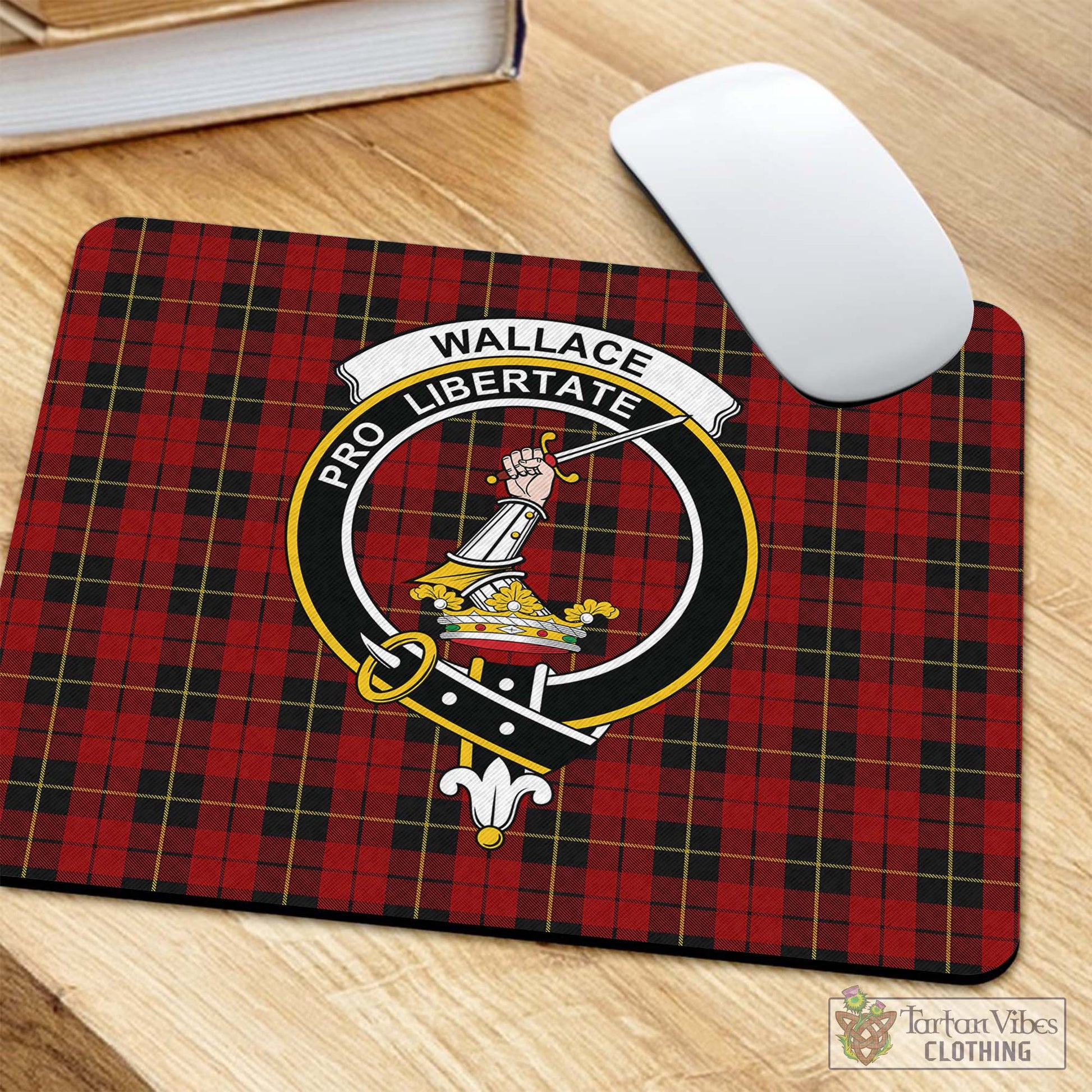 Tartan Vibes Clothing Wallace Tartan Mouse Pad with Family Crest