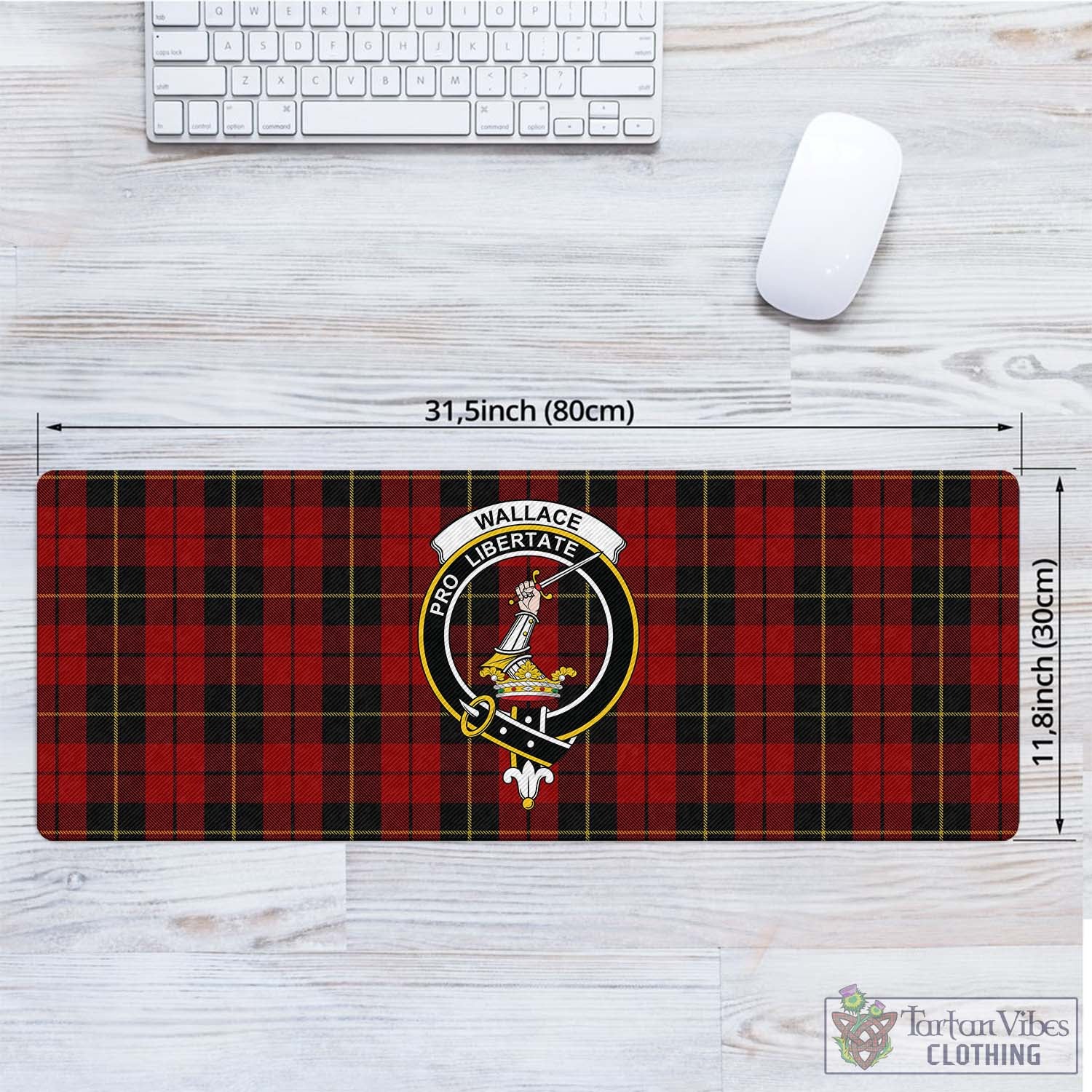 Tartan Vibes Clothing Wallace Tartan Mouse Pad with Family Crest