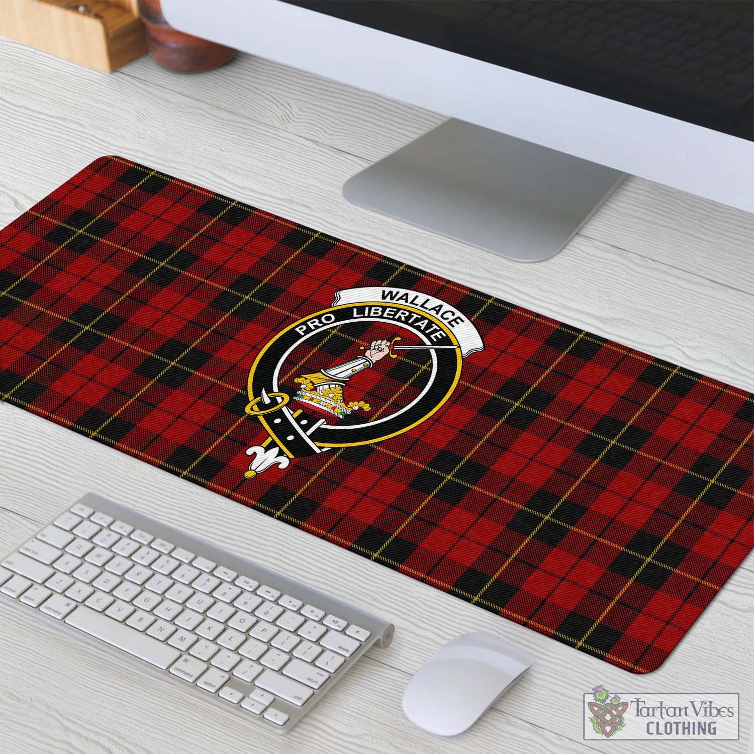 Tartan Vibes Clothing Wallace Tartan Mouse Pad with Family Crest