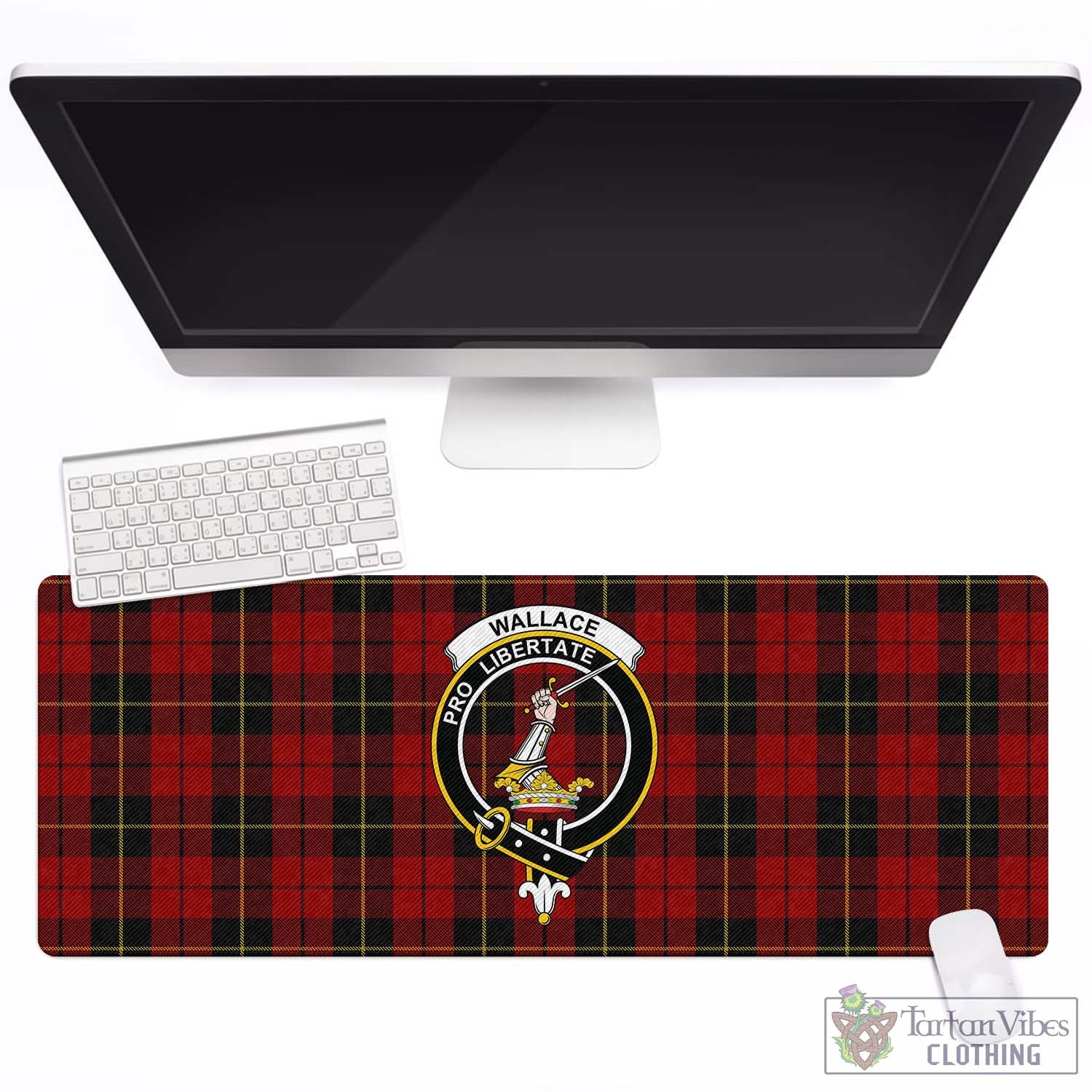 Tartan Vibes Clothing Wallace Tartan Mouse Pad with Family Crest