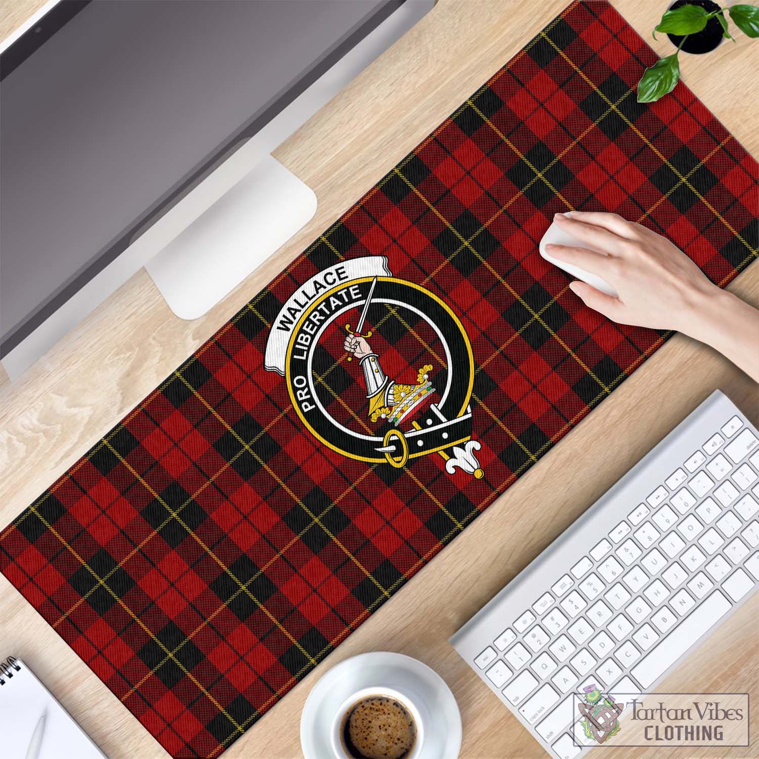 Tartan Vibes Clothing Wallace Tartan Mouse Pad with Family Crest