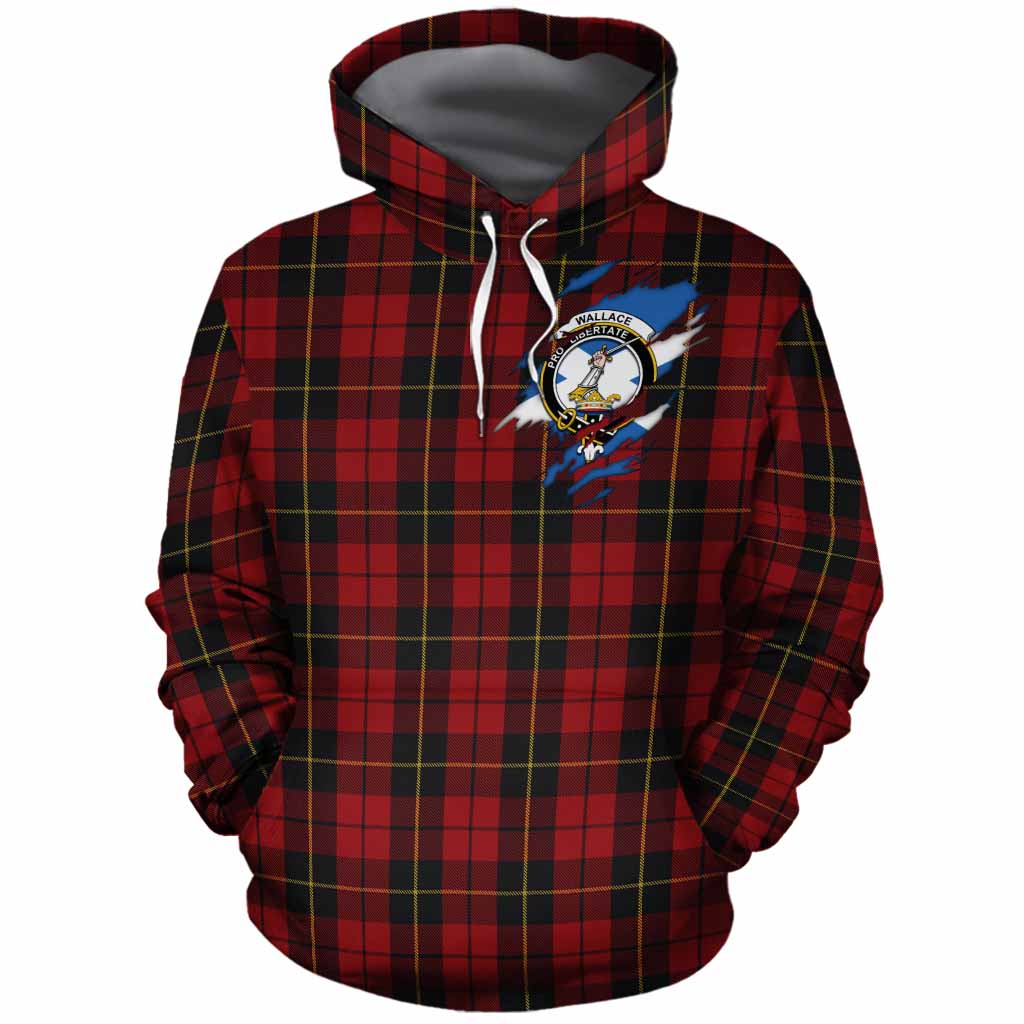 Wallace Clan Crest In Me Tartan Cotton Hoodie Scotland Flag Style