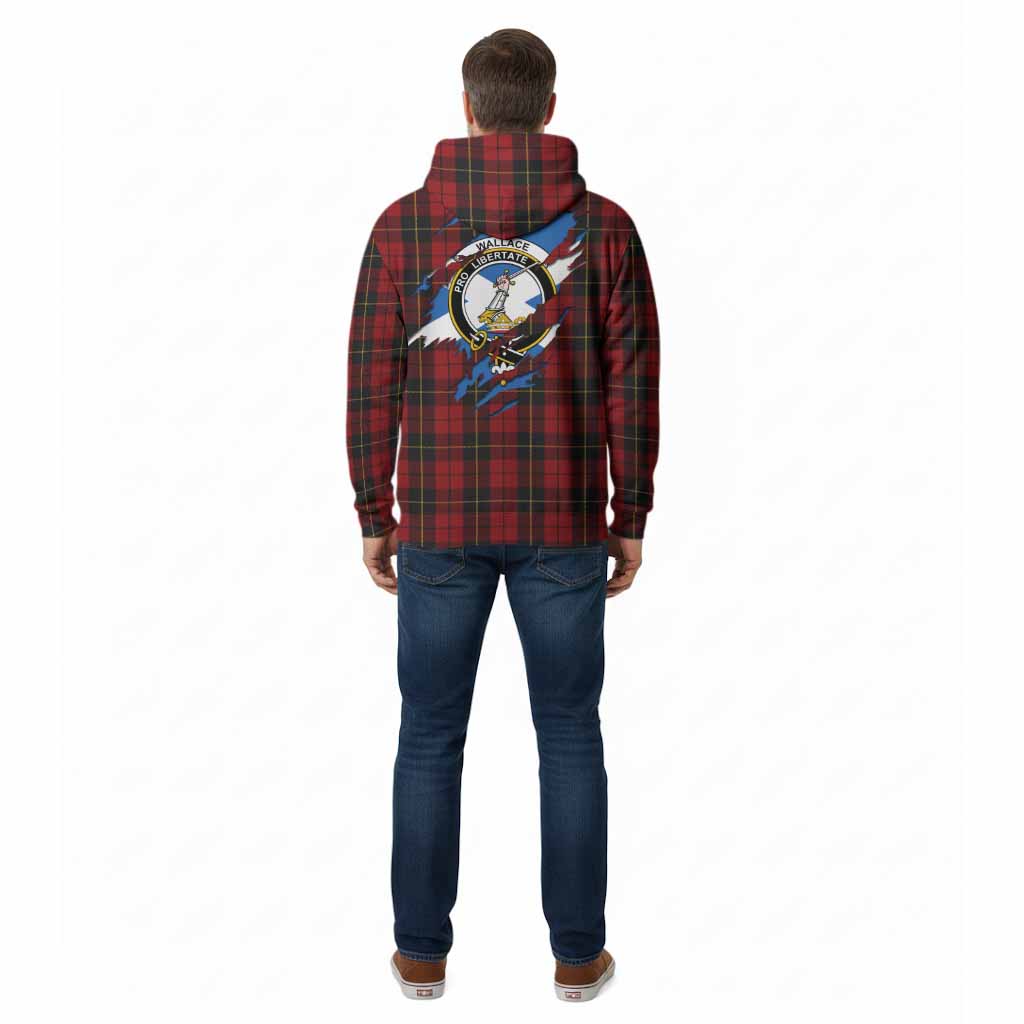 Wallace Clan Crest In Me Tartan Cotton Hoodie Scotland Flag Style