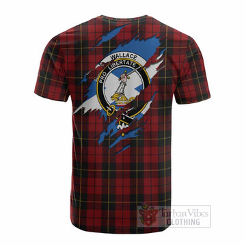 Wallace Clan Crest In Me Tartan Cotton T-shirt Scotland Flag Style