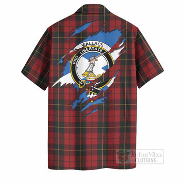 Wallace Clan Crest In Me Tartan Hawaiian Shirt Scotland Flag Style