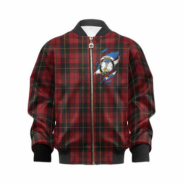 Wallace Clan Crest In Me Tartan Kid Bomber Jacket Scotland Flag Style