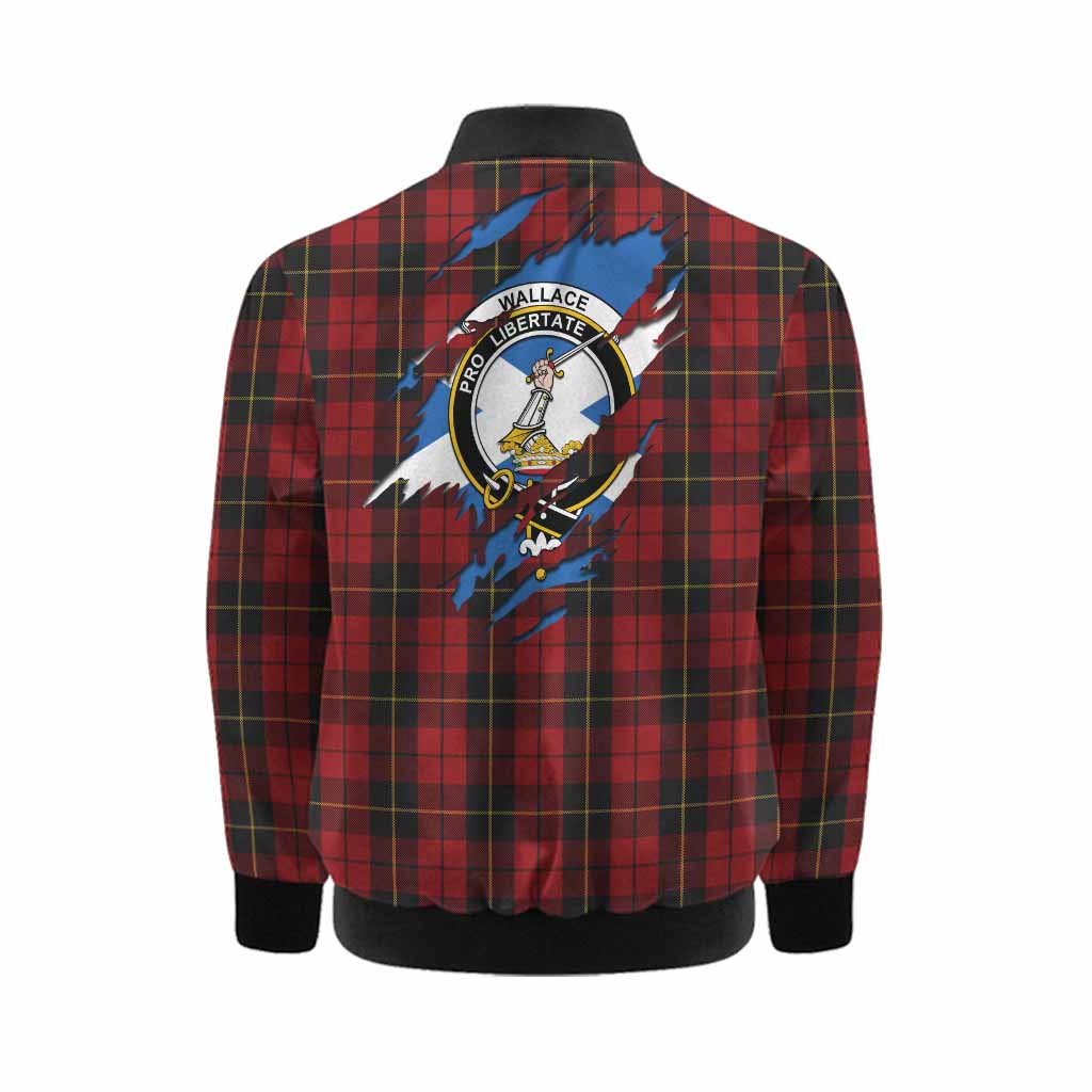 Wallace Clan Crest In Me Tartan Kid Bomber Jacket Scotland Flag Style