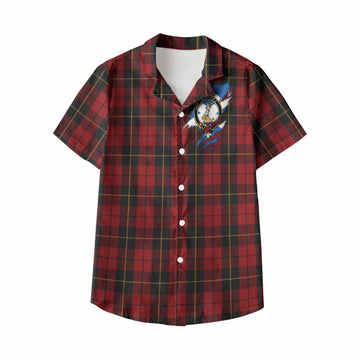 Wallace Clan Crest In Me Tartan Kid Hawaiian Shirt Scotland Flag Style