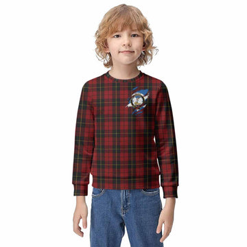 Wallace Clan Crest In Me Tartan Kid Knitted Sweatshirt Scotland Flag Style