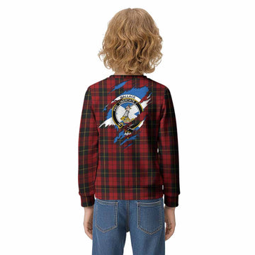Wallace Clan Crest In Me Tartan Kid Knitted Sweatshirt Scotland Flag Style