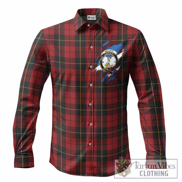 Wallace Clan Crest In Me Tartan Long Sleeve Button Shirts Scotland Flag Style