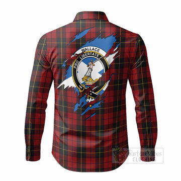 Wallace Clan Crest In Me Tartan Long Sleeve Button Shirts Scotland Flag Style