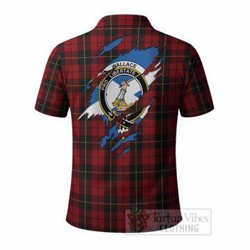 Wallace Clan Crest In Me Tartan Polo Shirt Scotland Flag Style