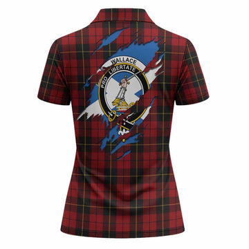 Wallace Clan Crest In Me Tartan Women Polo Shirt Scotland Flag Style