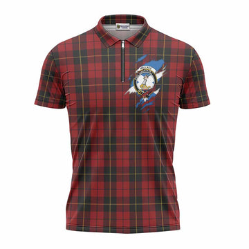 Wallace Clan Crest In Me Tartan Zipper Polo Shirt Scotland Flag Style
