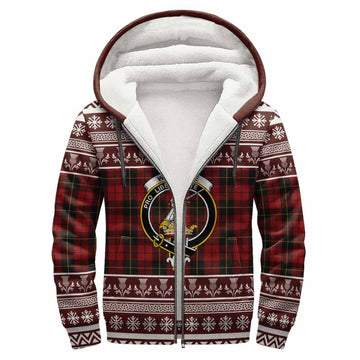 Wallace Clan Tartan Christmas Fleece Hoodie with Family Crest