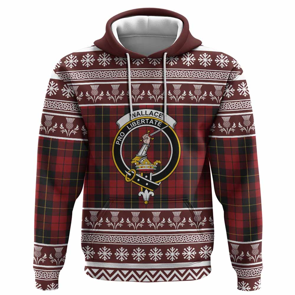 Wallace Clan Tartan Christmas Hoodie with Family Crest - Tartan Vibes Clothing