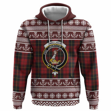 Wallace Clan Tartan Christmas Hoodie with Family Crest