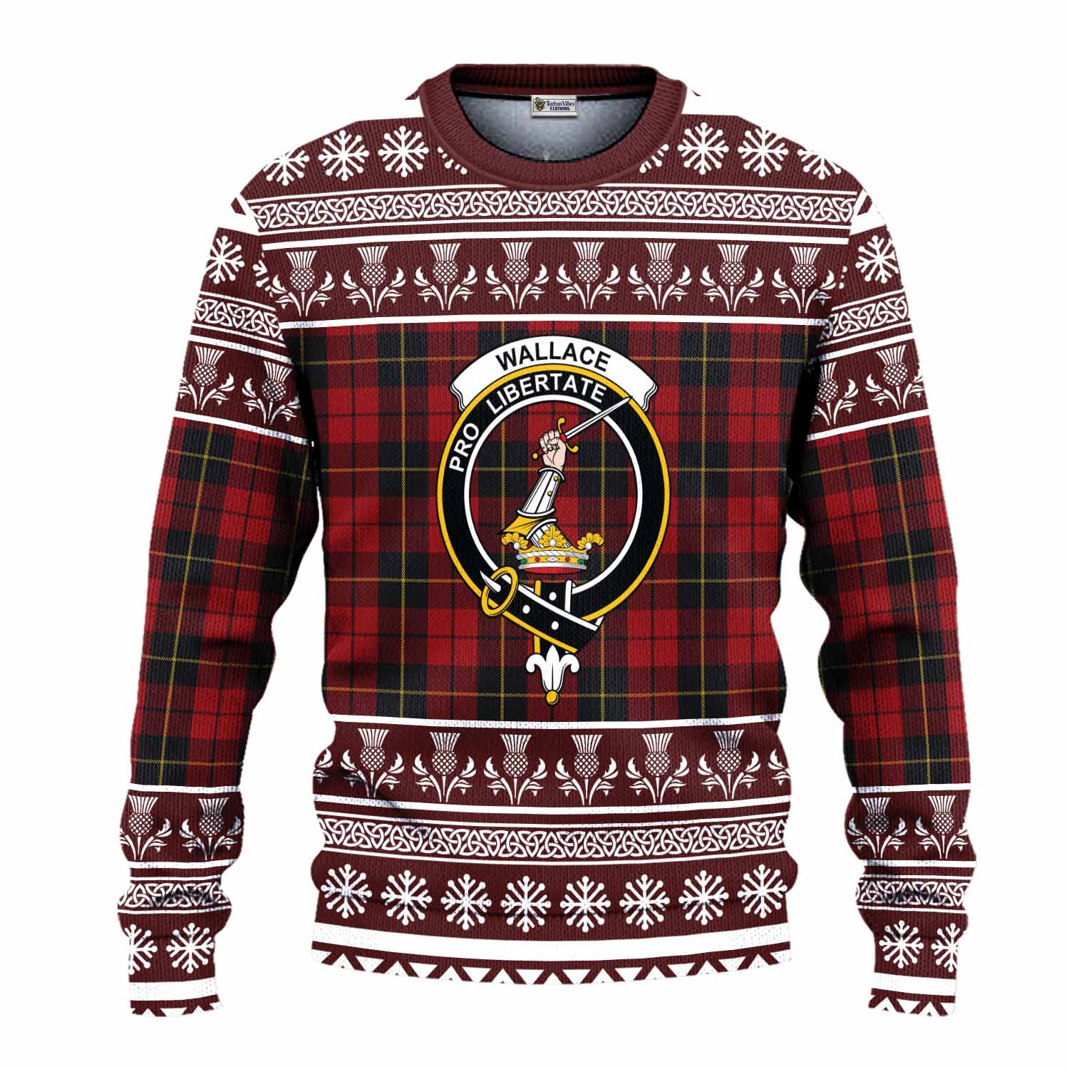 Wallace Clan Tartan Christmas Ugly Sweater with Family Crest - Tartan Vibes Clothing