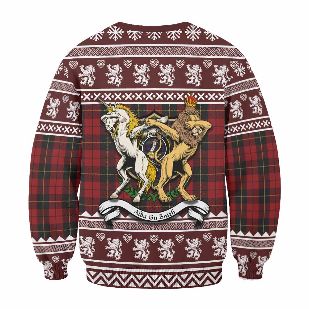 Wallace Clan Tartan Crest Christmas Sweatshirt Coat of Arms Funny Style - Tartan Vibes Clothing