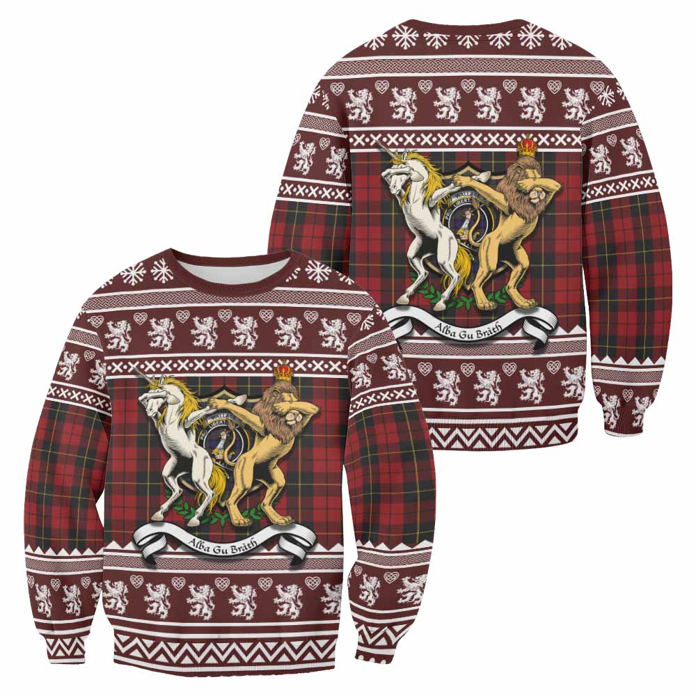 Wallace Clan Tartan Crest Christmas Sweatshirt Coat of Arms Funny Style - Tartan Vibes Clothing