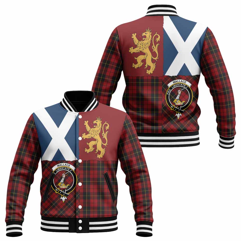 Wallace Crest Tartan Baseball Jacket with Lion Rampant Saltire Style