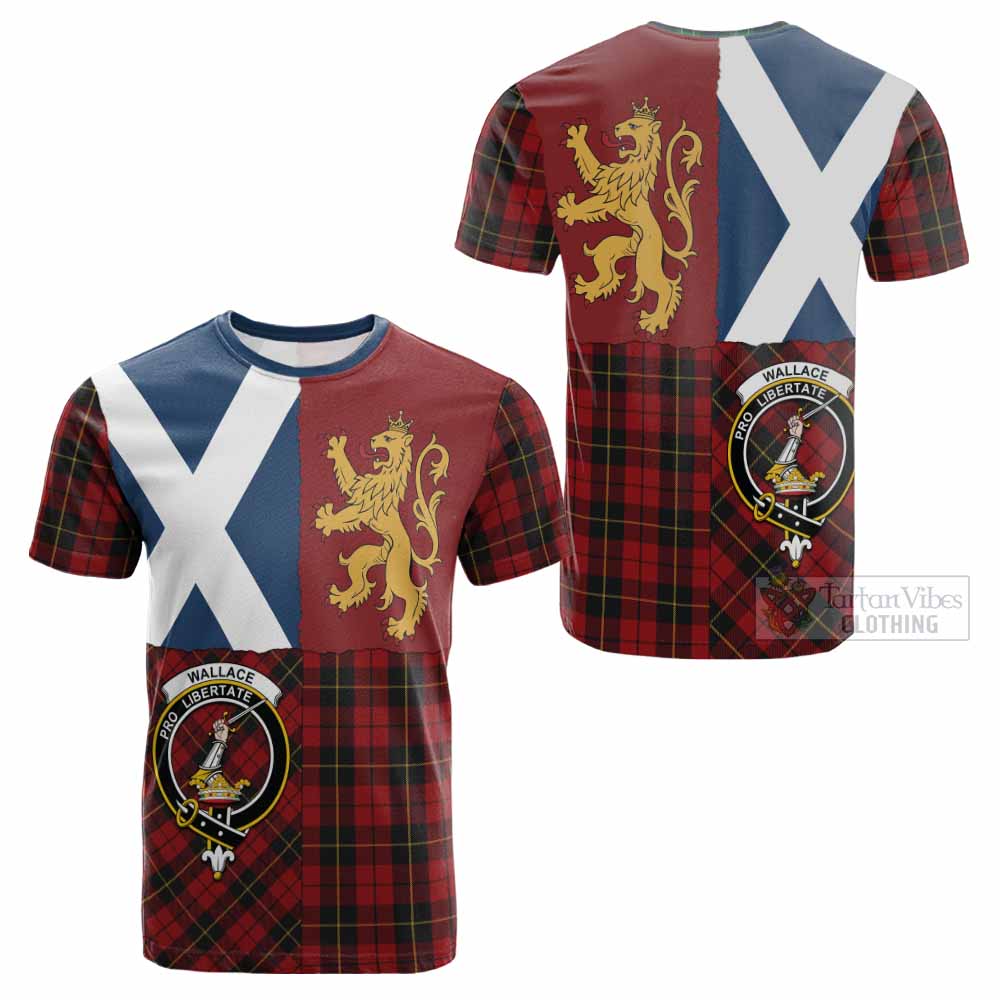 Wallace Crest Tartan Cotton T-shirt with Lion Rampant Saltire Style - Tartan Vibes Clothing