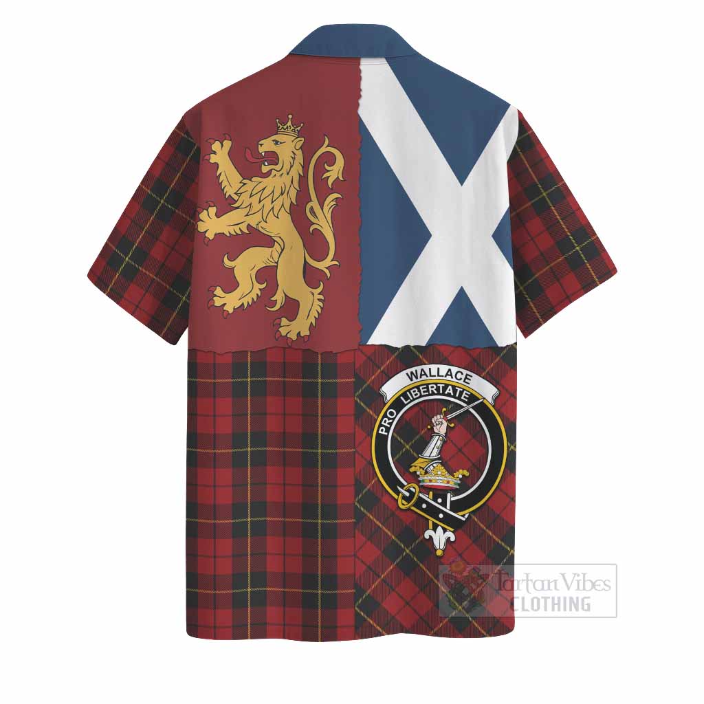 Wallace Crest Tartan Hawaiian Shirt with Lion Rampant Saltire Style