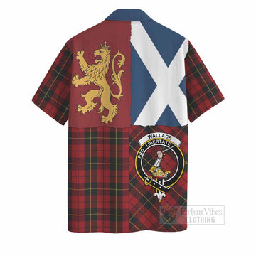 Wallace Crest Tartan Hawaiian Shirt with Lion Rampant Saltire Style