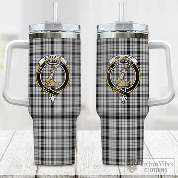 Wallace Dress Tartan and Family Crest Tumbler with Handle
