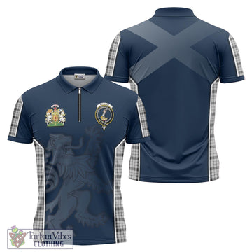 Wallace Dress Tartan Zipper Polo Shirt with Family Crest and Lion Rampant Vibes Sport Style