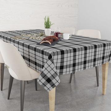 Wallace Dress Tartan Tablecloth with Clan Crest and the Golden Sword of Courageous Legacy