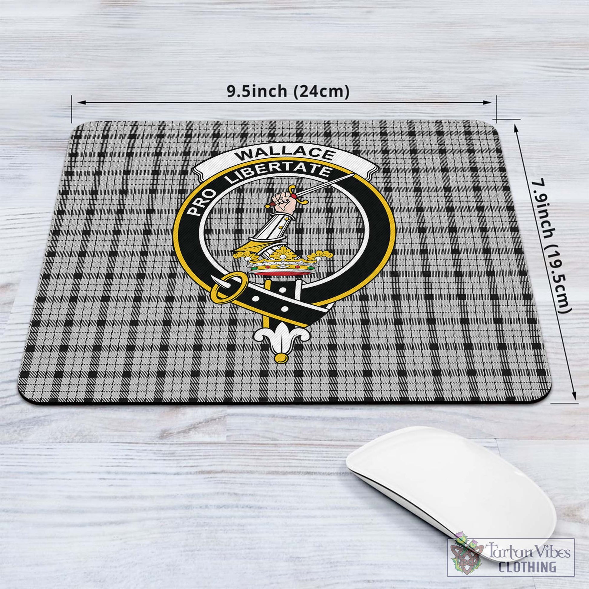 Tartan Vibes Clothing Wallace Dress Tartan Mouse Pad with Family Crest
