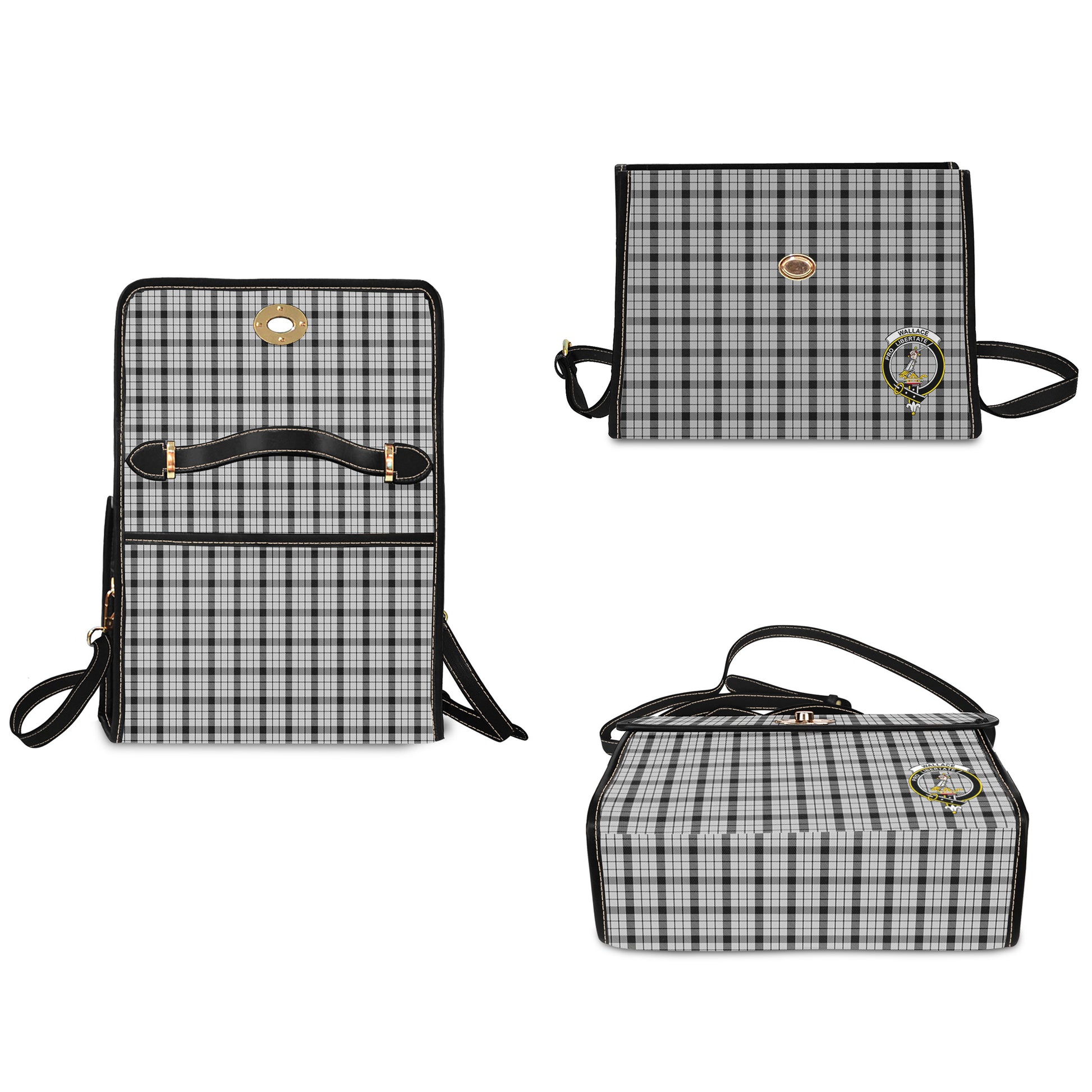 wallace-dress-tartan-leather-strap-waterproof-canvas-bag-with-family-crest