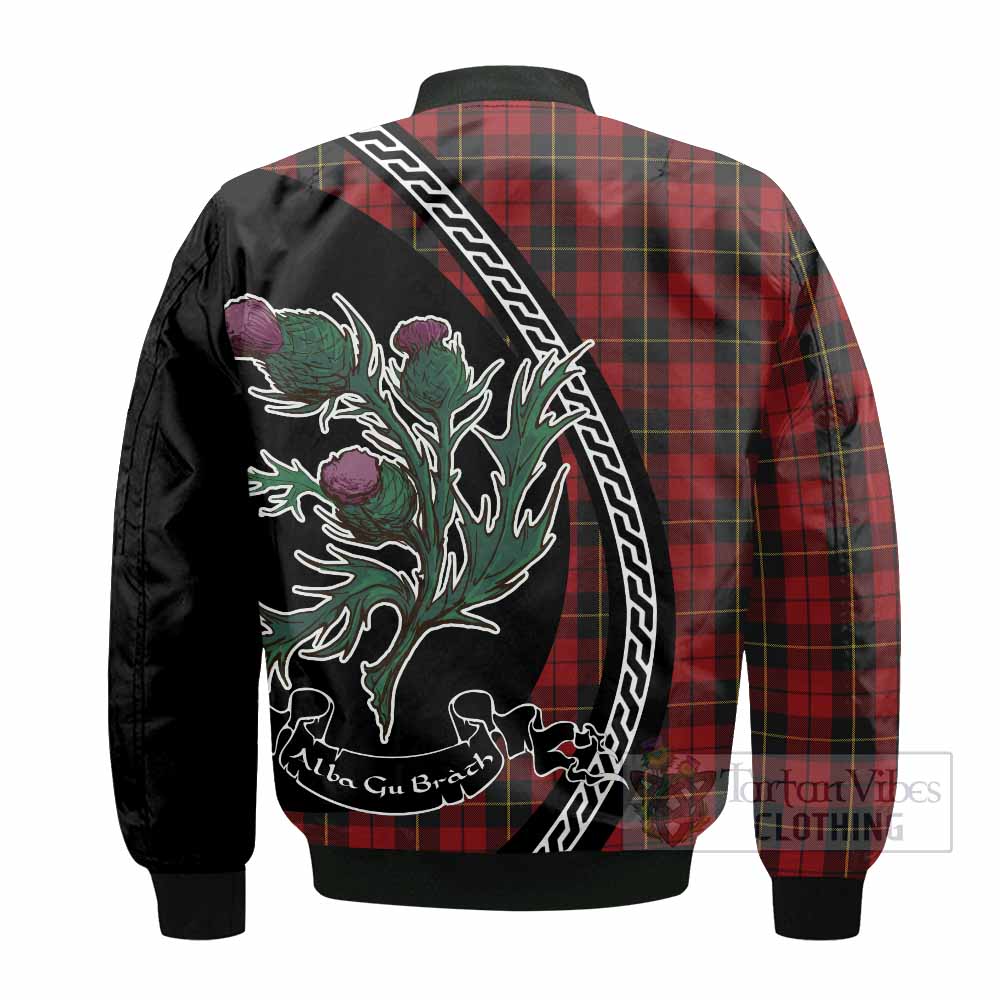 Wallace Family Crest Tartan Bomber Jacket Alba Thistle Inspired - Tartan Vibes Clothing