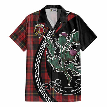 Wallace Family Crest Tartan Cotton Hawaiian Shirt Alba Thistle Inspired - Tartan Vibes Clothing