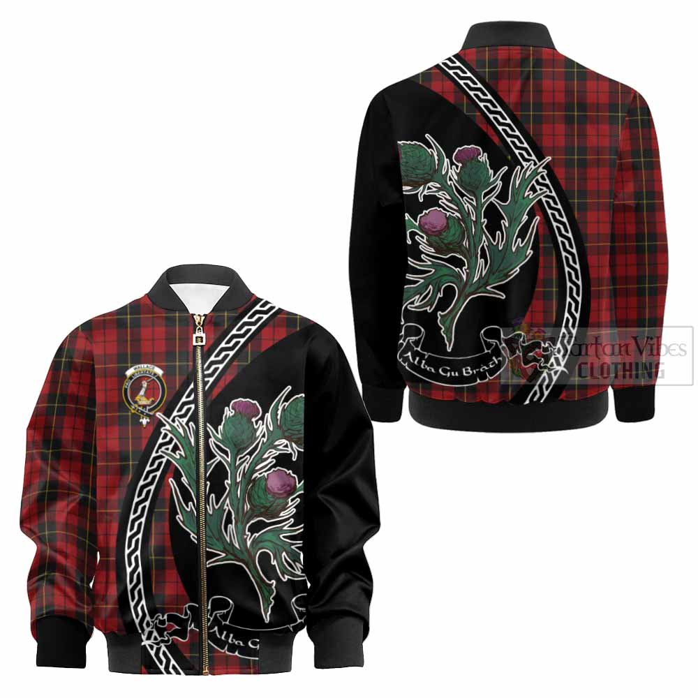 Wallace Family Crest Tartan Kid Bomber Jacket Alba Thistle Inspired - Tartan Vibes Clothing