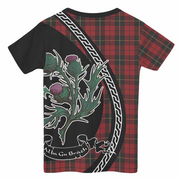 Wallace Family Crest Tartan Kid T-shirt Alba Thistle Inspired - Tartan Vibes Clothing