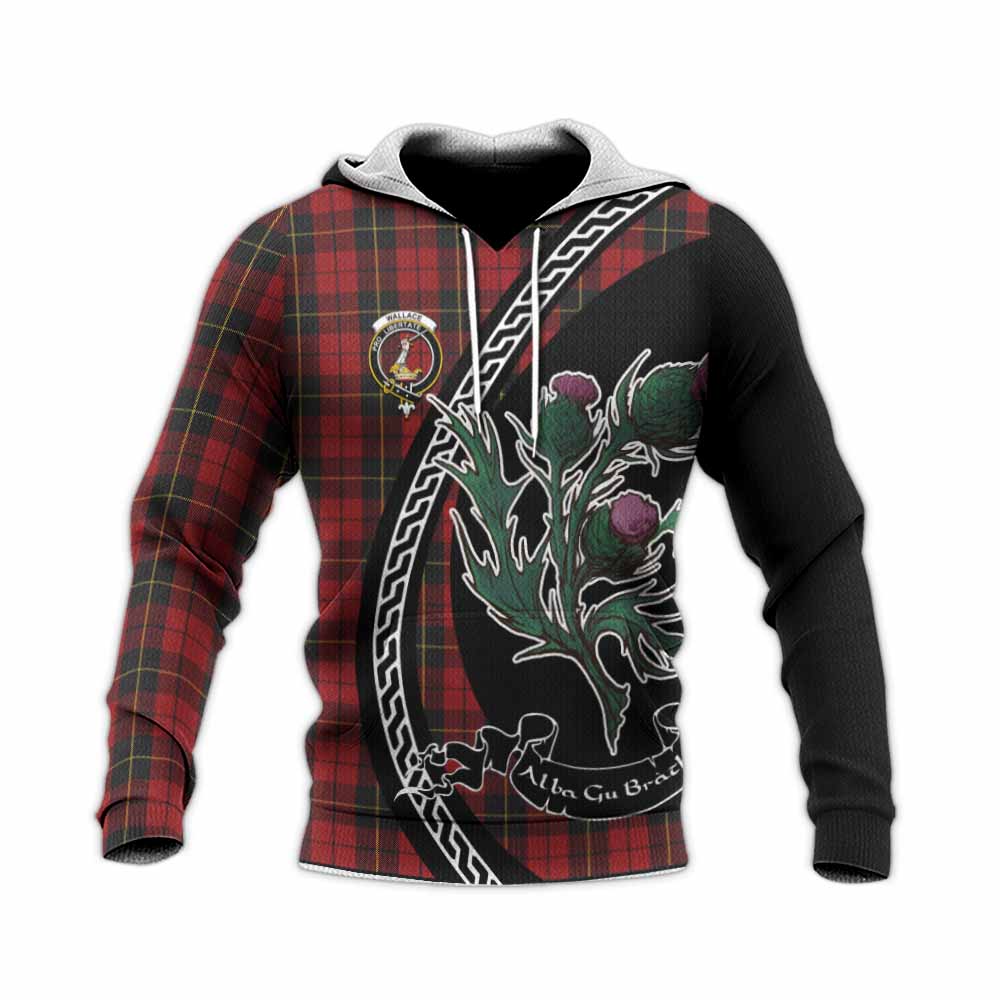 Wallace Family Crest Tartan Knitted Hoodie Alba Thistle Inspired - Tartan Vibes Clothing
