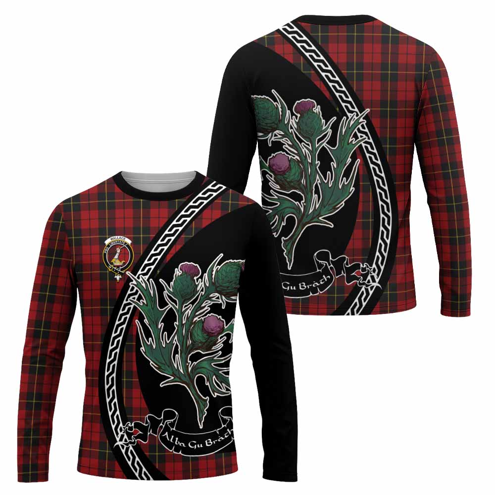 Wallace Family Crest Tartan Long Sleeve T-Shirt Alba Thistle Inspired - Tartan Vibes Clothing