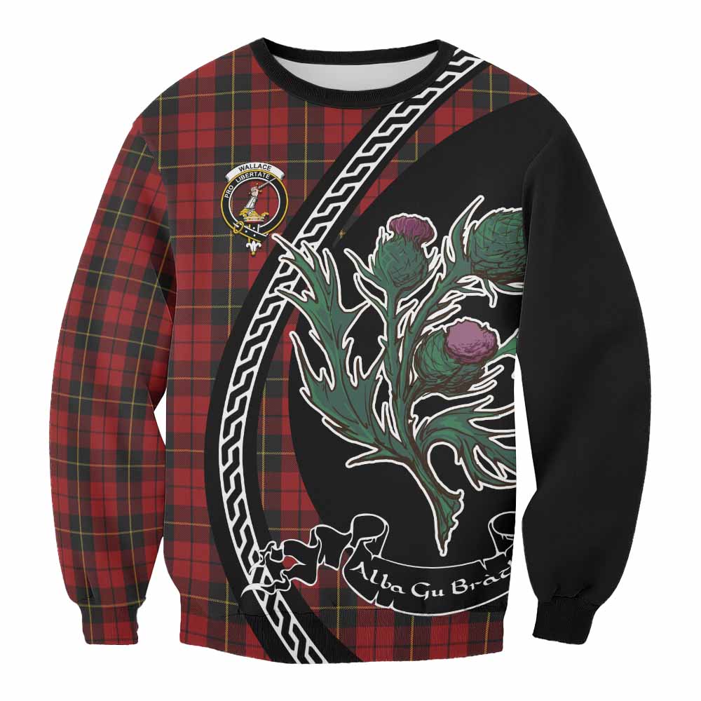 Wallace Family Crest Tartan Sweatshirt Alba Thistle Inspired - Tartan Vibes Clothing