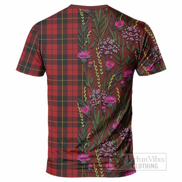 Wallace Family Crest Tartan T-Shirt Scottish Thistle Flower Pattern Half Style - Tartan Vibes Clothing