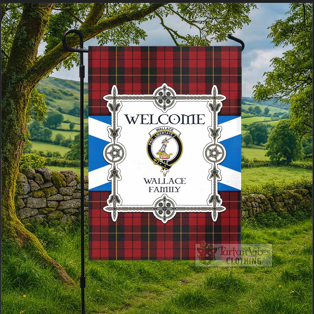 Wallace Family Crest Tartan Welcome Garden Flag Saltire Harmony Style - Tartan Vibes Clothing
