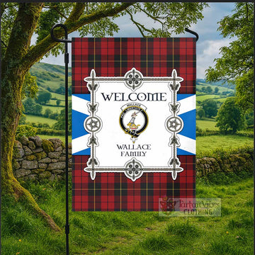 Wallace Family Crest Tartan Welcome Garden Flag Saltire Harmony Style - Tartan Vibes Clothing