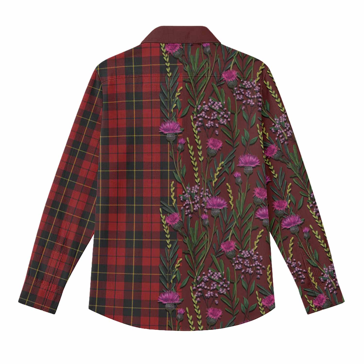 Wallace Family Crest Tartan Women Casual Shirt Scottish Thistle Flower Pattern Half Style - Tartan Vibes Clothing