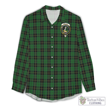 Wallace Hunting Tartan Womens Casual Shirt with Family Crest